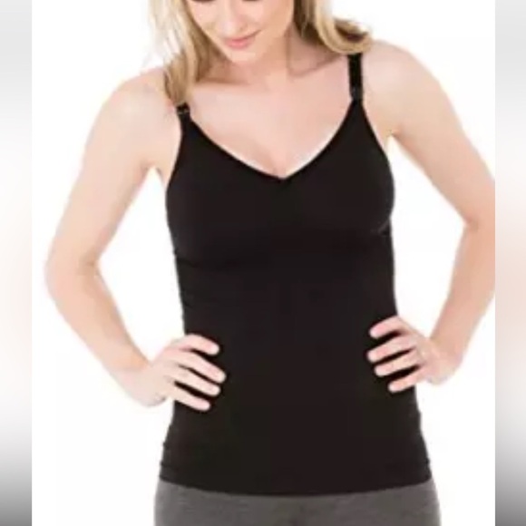 NWTISABEL & INGRID Drop-Cup Maternity/Nursing Cami Tank Top Sleepwear in Black - Picture 2 of 9